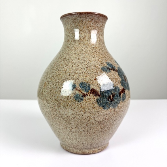 Old Time Pottery Floral Salt Glaze Speckled Ceramic Vase Vintage 80’s - Picture 4 of 11
